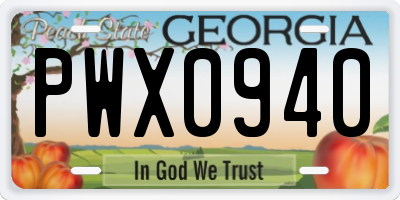 GA license plate PWX0940