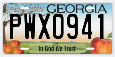 GA license plate PWX0941