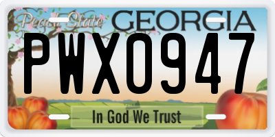 GA license plate PWX0947