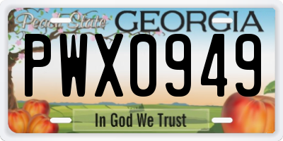 GA license plate PWX0949