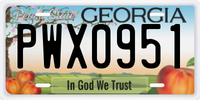 GA license plate PWX0951