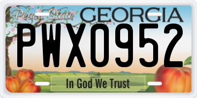 GA license plate PWX0952