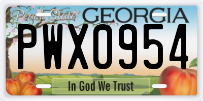 GA license plate PWX0954