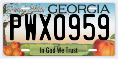 GA license plate PWX0959