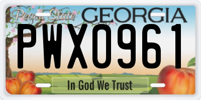 GA license plate PWX0961
