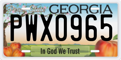 GA license plate PWX0965