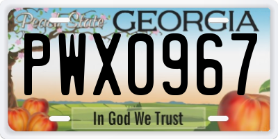 GA license plate PWX0967