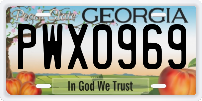 GA license plate PWX0969