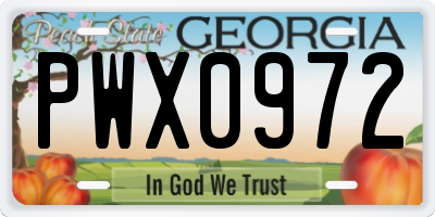 GA license plate PWX0972