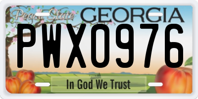GA license plate PWX0976