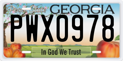 GA license plate PWX0978