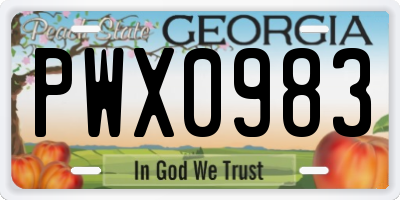 GA license plate PWX0983