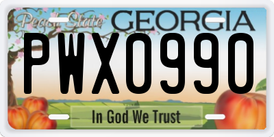 GA license plate PWX0990