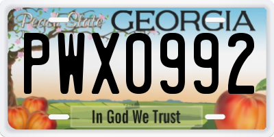 GA license plate PWX0992