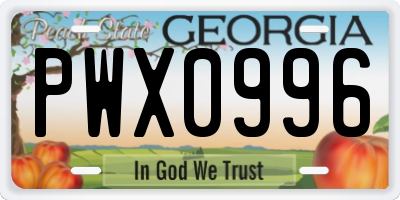 GA license plate PWX0996