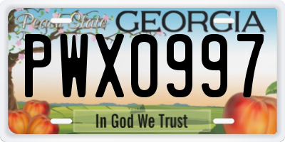 GA license plate PWX0997