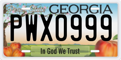 GA license plate PWX0999