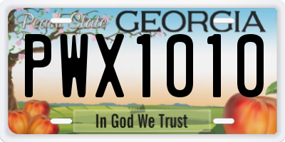 GA license plate PWX1010