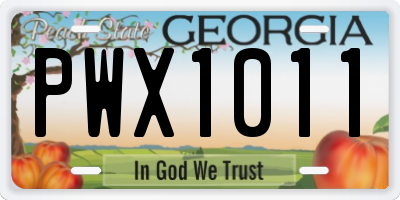 GA license plate PWX1011