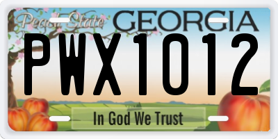 GA license plate PWX1012