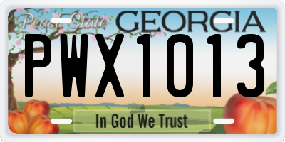 GA license plate PWX1013