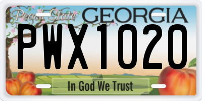 GA license plate PWX1020
