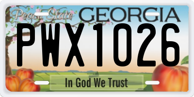 GA license plate PWX1026