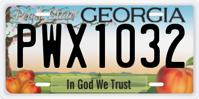 GA license plate PWX1032