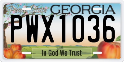 GA license plate PWX1036