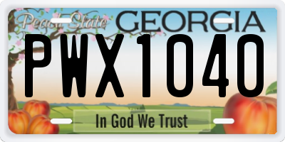 GA license plate PWX1040