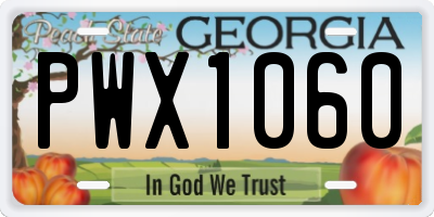 GA license plate PWX1060