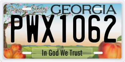 GA license plate PWX1062