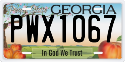 GA license plate PWX1067