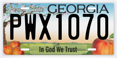 GA license plate PWX1070