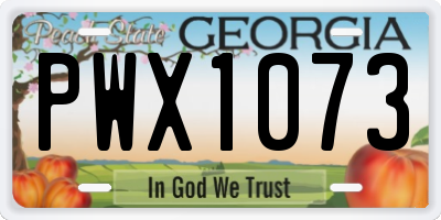 GA license plate PWX1073