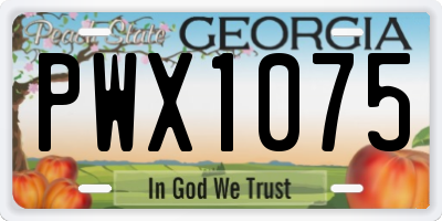 GA license plate PWX1075