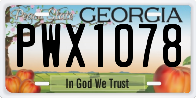 GA license plate PWX1078