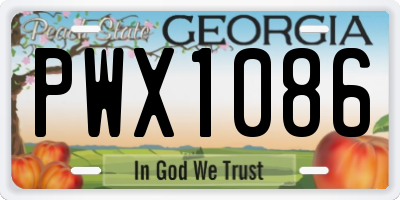 GA license plate PWX1086