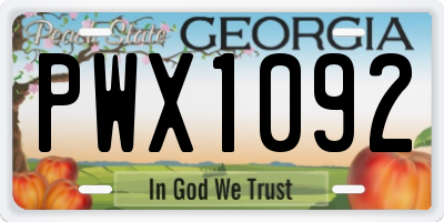 GA license plate PWX1092