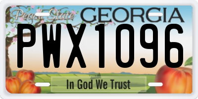 GA license plate PWX1096
