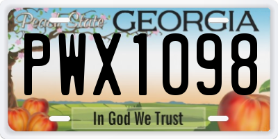 GA license plate PWX1098