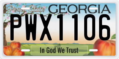GA license plate PWX1106