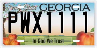 GA license plate PWX1111