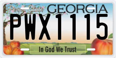 GA license plate PWX1115