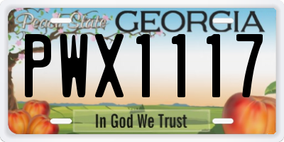 GA license plate PWX1117