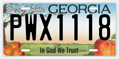 GA license plate PWX1118