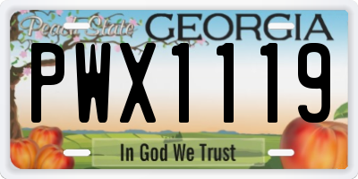 GA license plate PWX1119