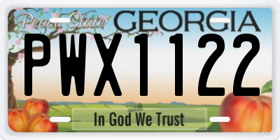 GA license plate PWX1122