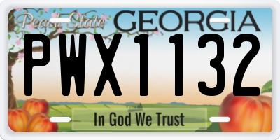 GA license plate PWX1132