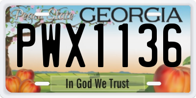 GA license plate PWX1136